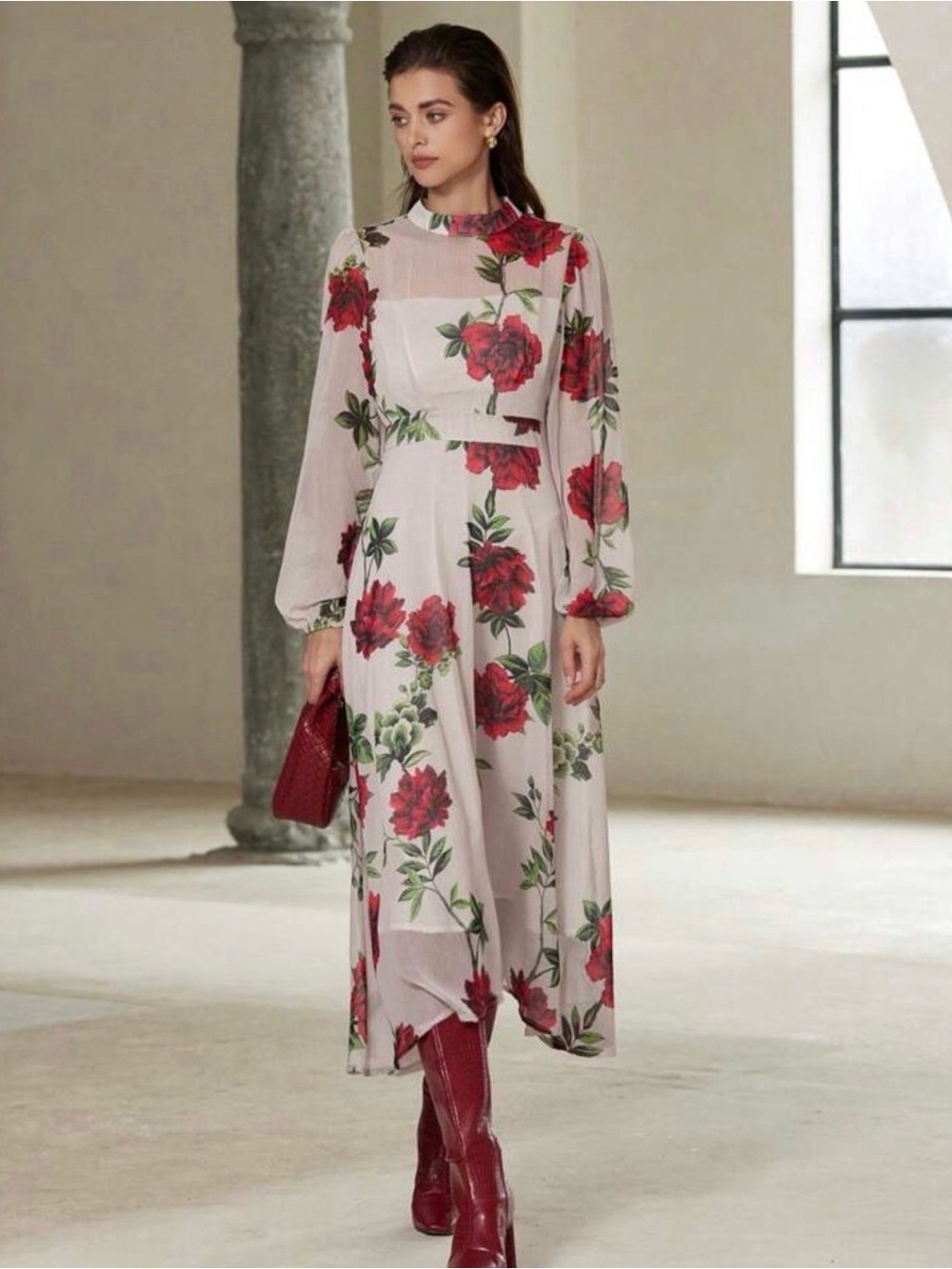 Floral Maxi Dress in Red